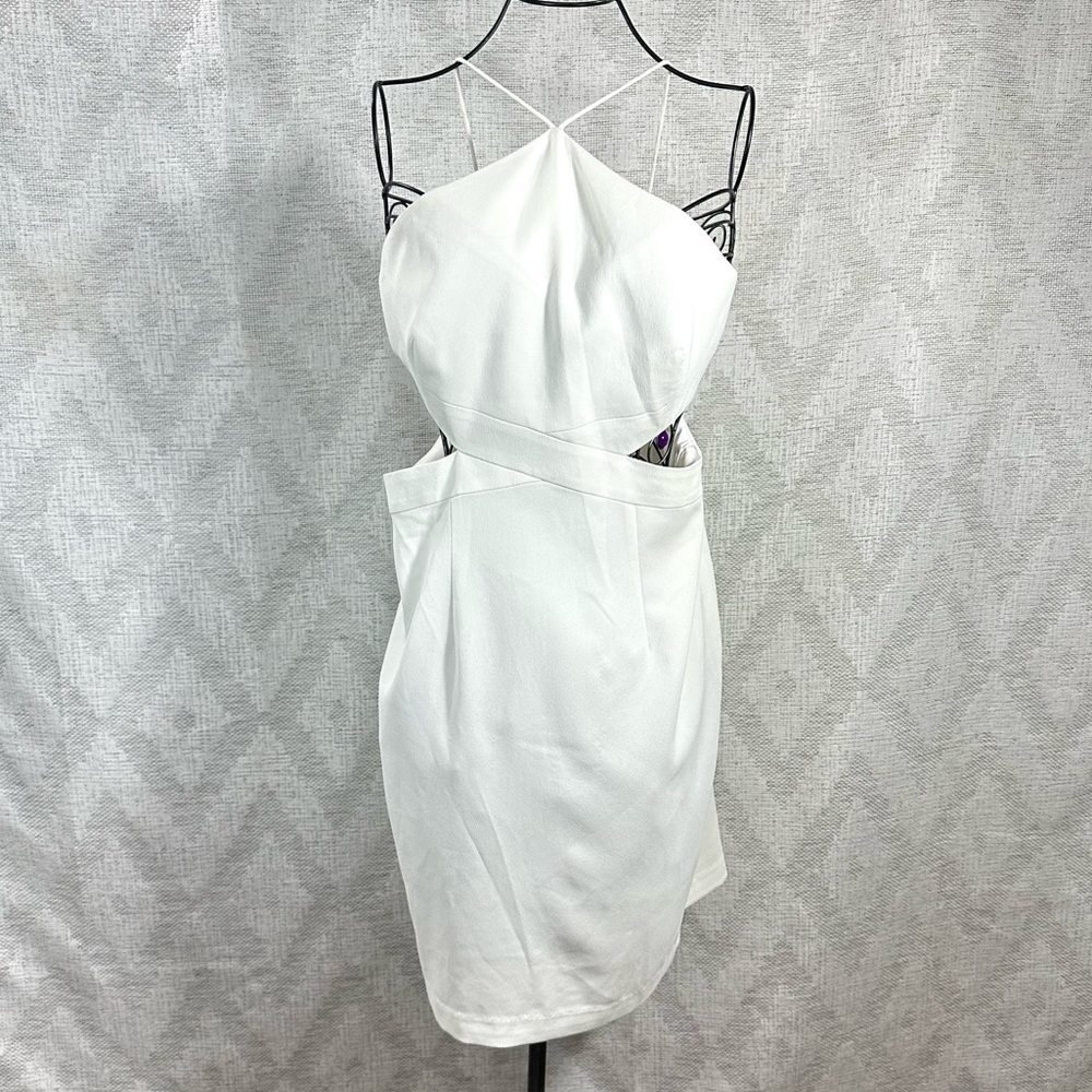 Aidan Mattox white cutout halter short dress size 10